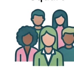 Line drawing of a small group of people standing together.